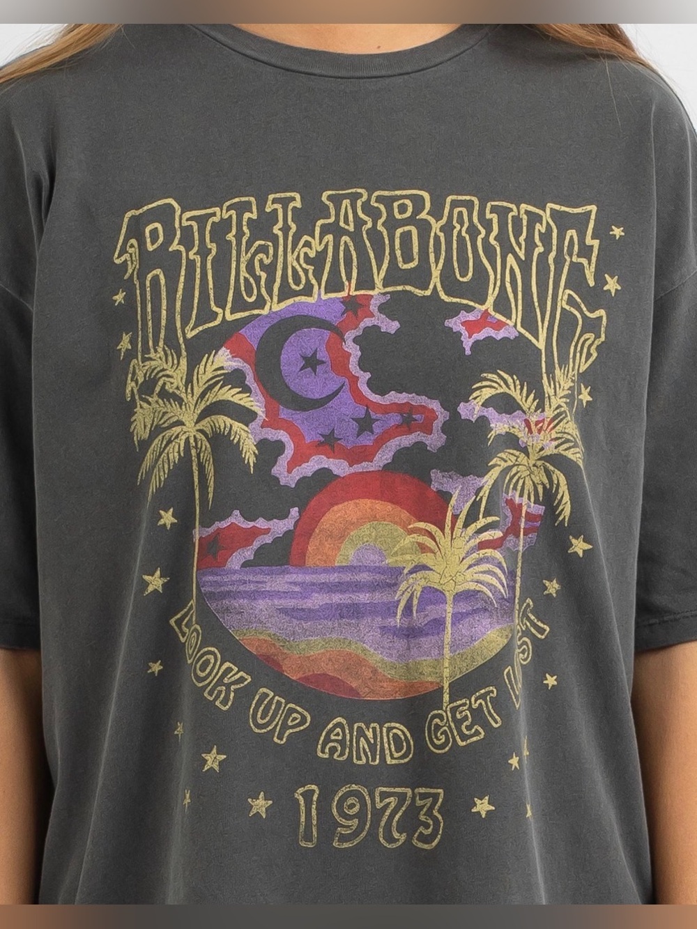 Billabong Let’s Get Lost Graphic Tee Charcoal Wash Oversized